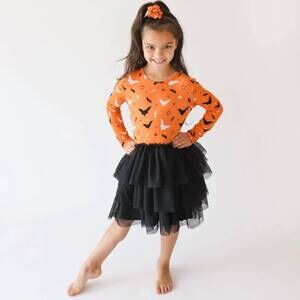 NEW POSH PEANUT hendrix long sleeve tulle dress in orange